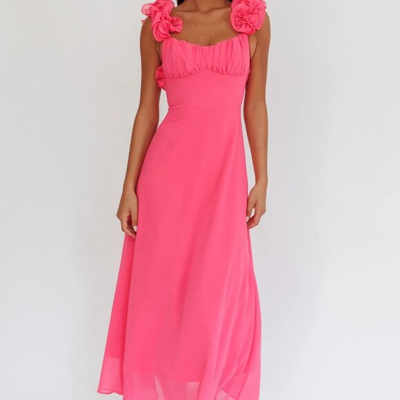 Selfie Leslie Dresses & Skirts - Saints and Secrets by Selfie Leslie Eloquent Lace-Up Back Maxi Dress Hot Pink